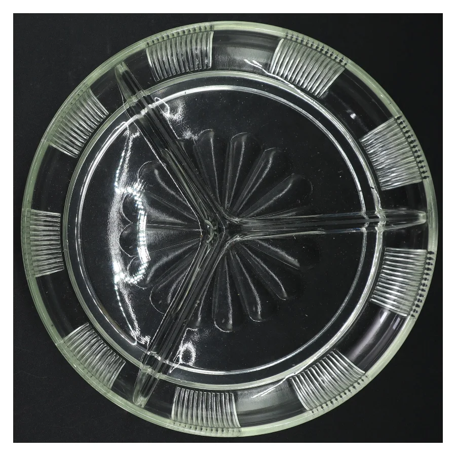 Antikt Tredelt Glas Serveringsfad 