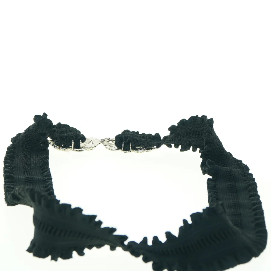 Vintage Elastik bælte med diamantbesat sølv spænde (str. 100 x 5 cm)