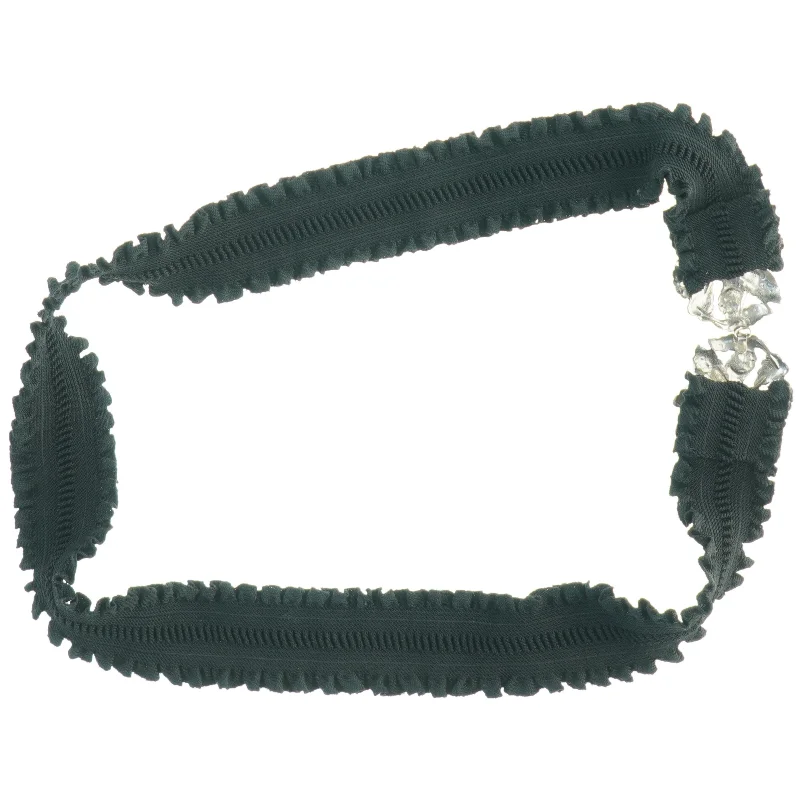 Vintage Elastik bælte med diamantbesat sølv spænde (str. 100 x 5 cm)