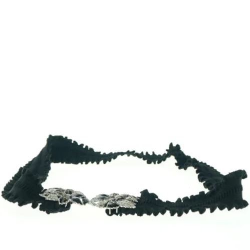 Vintage Elastik bælte med diamantbesat sølv spænde (str. 100 x 5 cm)