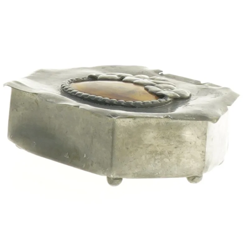 Antik Tin æske med Skildpadde skjold (str. 9 x 6 x 2 cm)