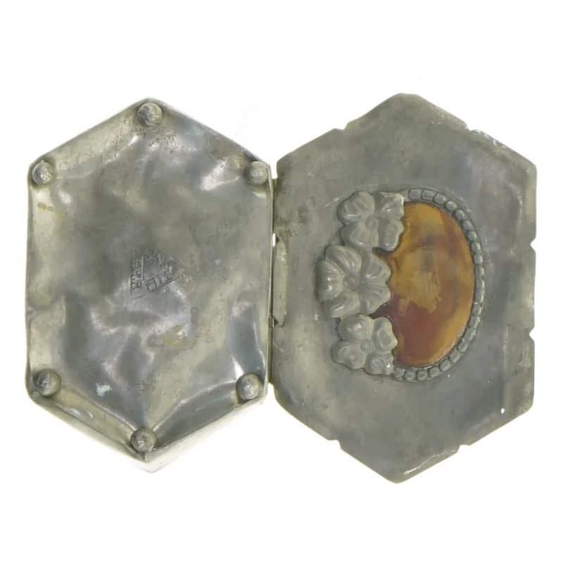 Antik Tin æske med Skildpadde skjold (str. 9 x 6 x 2 cm)