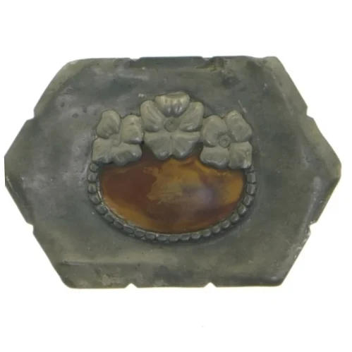 Antik Tin æske med Skildpadde skjold (str. 9 x 6 x 2 cm)