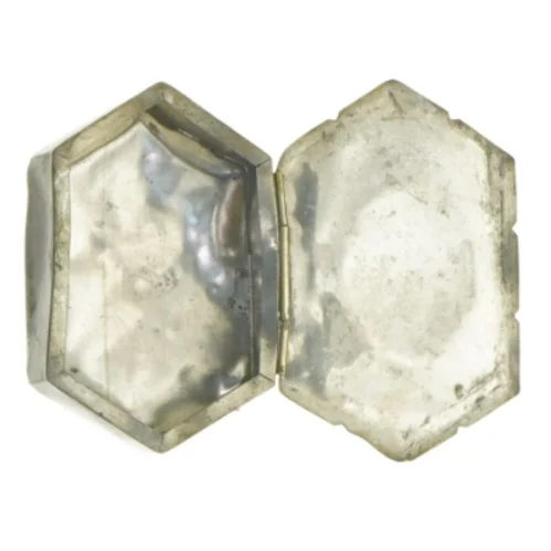 Antik Tin æske med Skildpadde skjold (str. 9 x 6 x 2 cm)