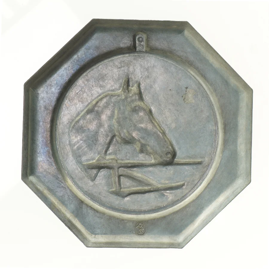 Tin Platte med heste motiv (str. 21 x 21 cm)