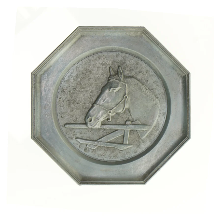 Tin Platte med heste motiv (str. 21 x 21 cm)