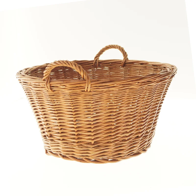 Rund flettet kurv med håndtag (str. Ø 44x24 cm)