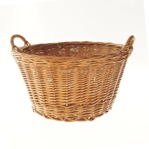 Rund flettet kurv med håndtag (str. Ø 44x24 cm)