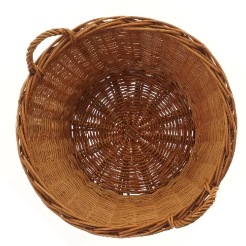 Rund flettet kurv med håndtag (str. Ø 44x24 cm)
