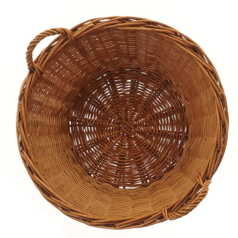 Rund flettet kurv med håndtag (str. Ø 44x24 cm)