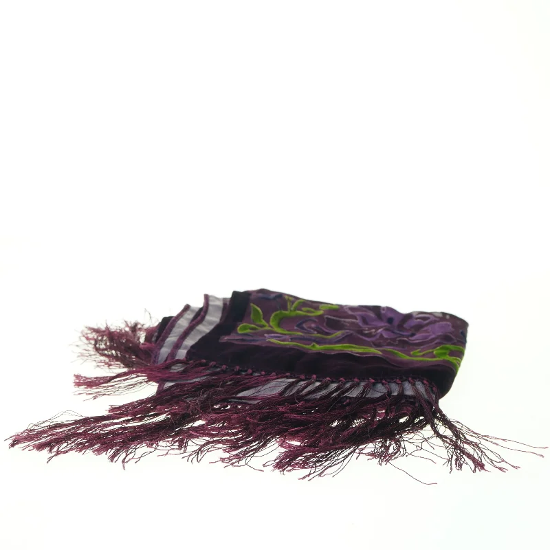 Monsoon broderet Silke Tørklæde med frynser (str. 170 x 50 cm)