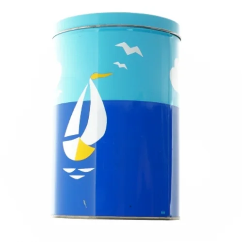 Metaldåse med himmel og sejlbåd dekoration (str. 19 x 12 cm)