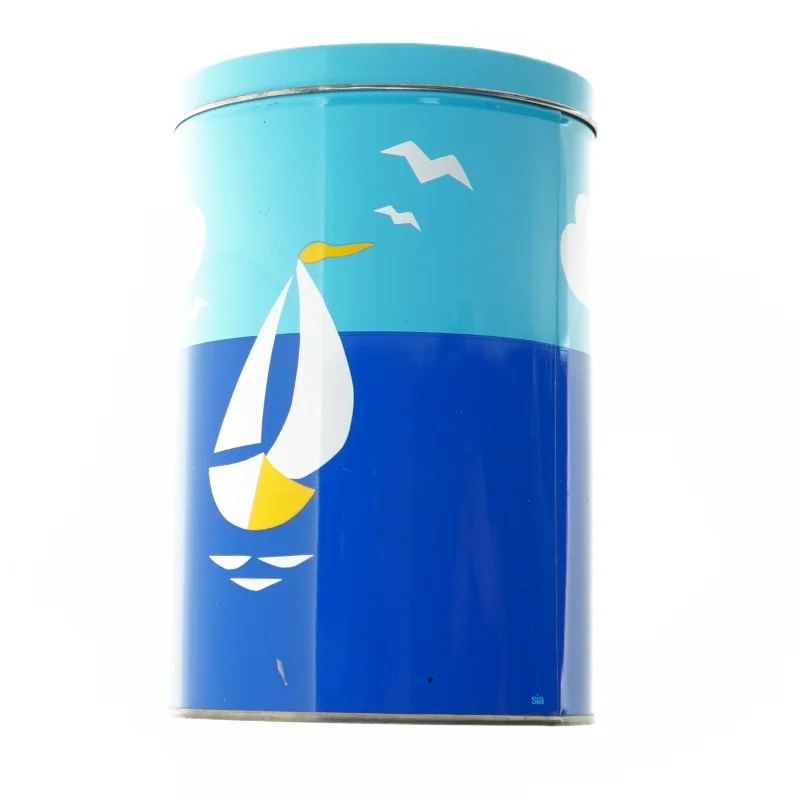 Metaldåse med himmel og sejlbåd dekoration (str. 19 x 12 cm)