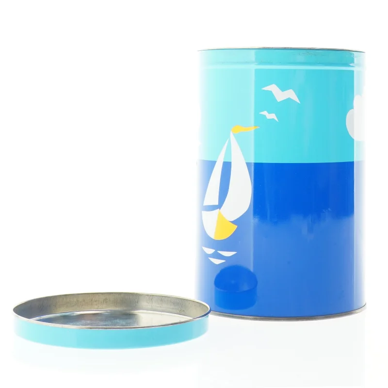 Metaldåse med himmel og sejlbåd dekoration (str. 19 x 12 cm)