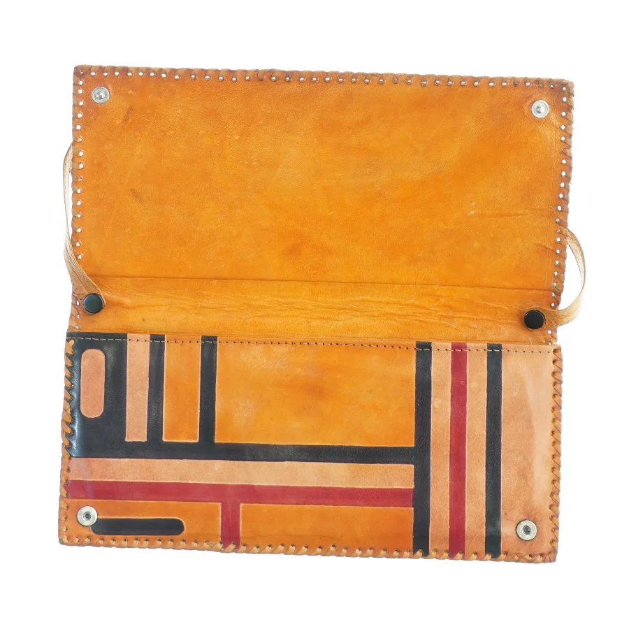 Vintage Retro Læder Clutch Taske med Skulder strop (str. 30 x 14 cm)