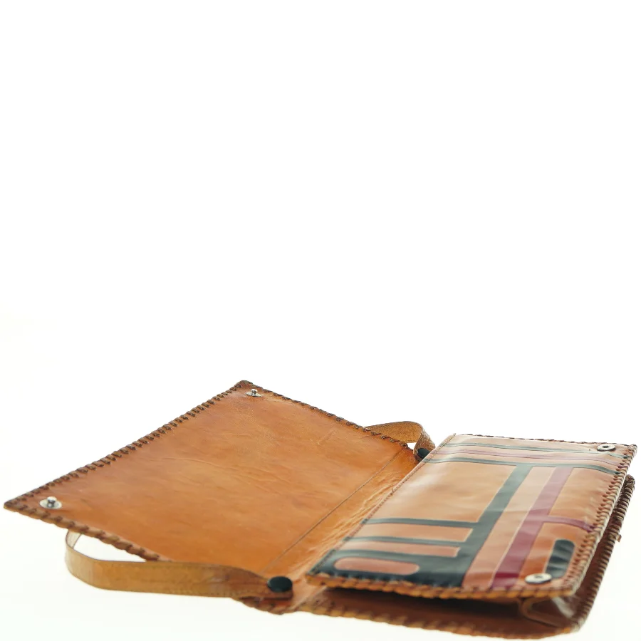 Vintage Retro Læder Clutch Taske med Skulder strop (str. 30 x 14 cm)