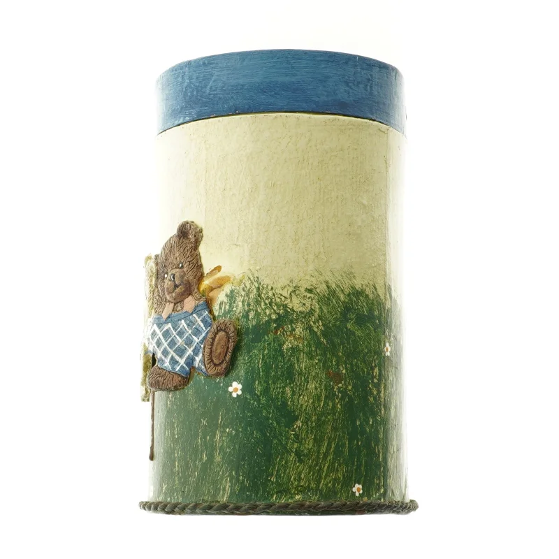 Låg Dåse med 3D relief bamse motiv (str. 16 x 11 cm)