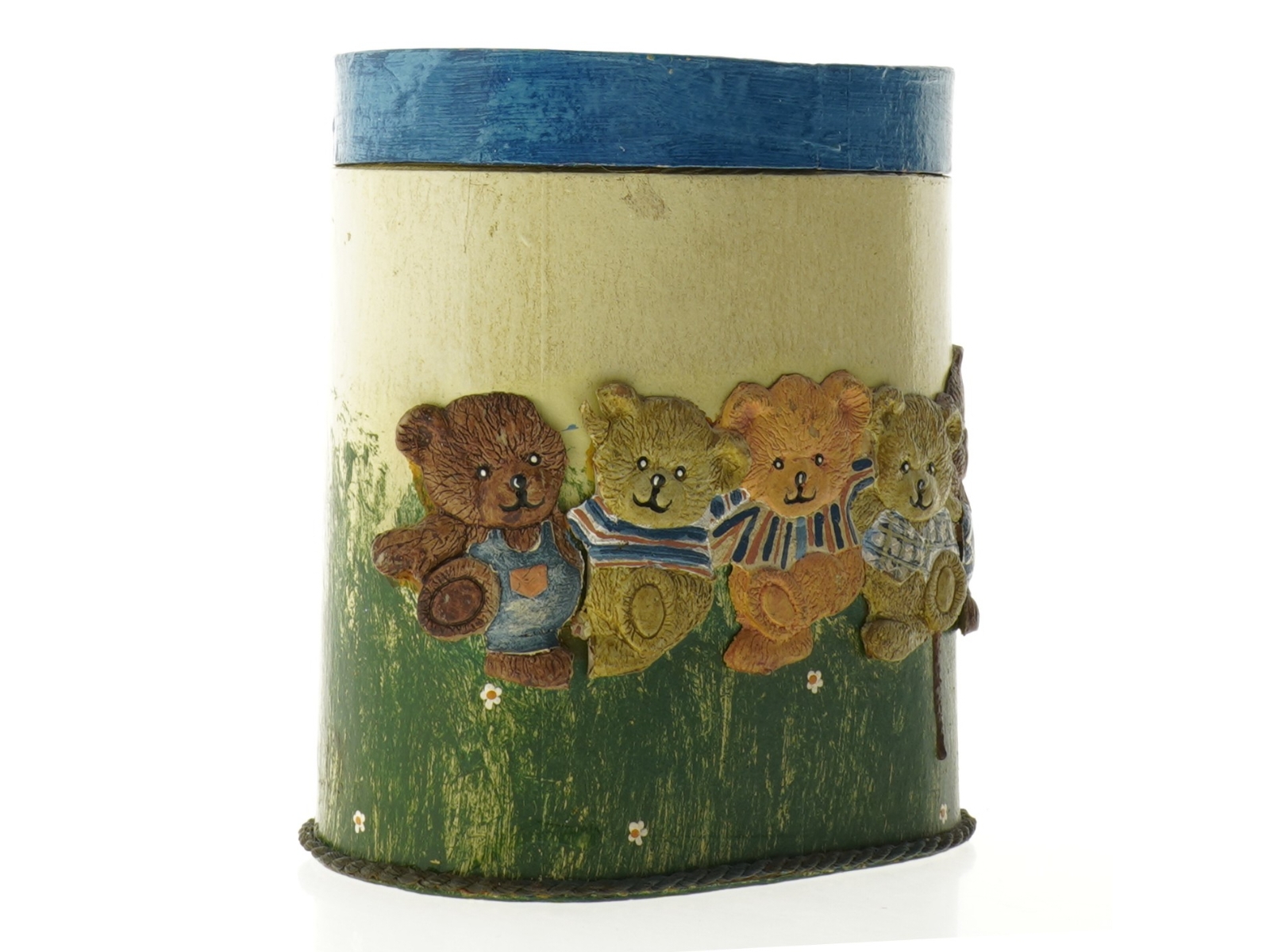 Låg Dåse med 3D relief bamse motiv (str. 16 x 11 cm)
