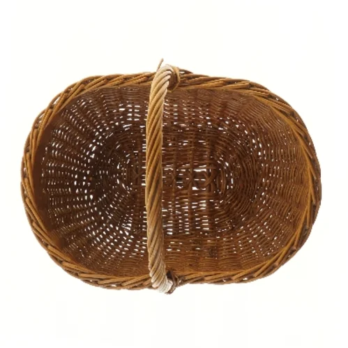 Flettet kurv med hank (str. 42x46 cm)