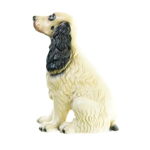 Ældre Vintage Keramik Cocker Spaniel Hundefigur (str. 40 x 20 x 30 cm)