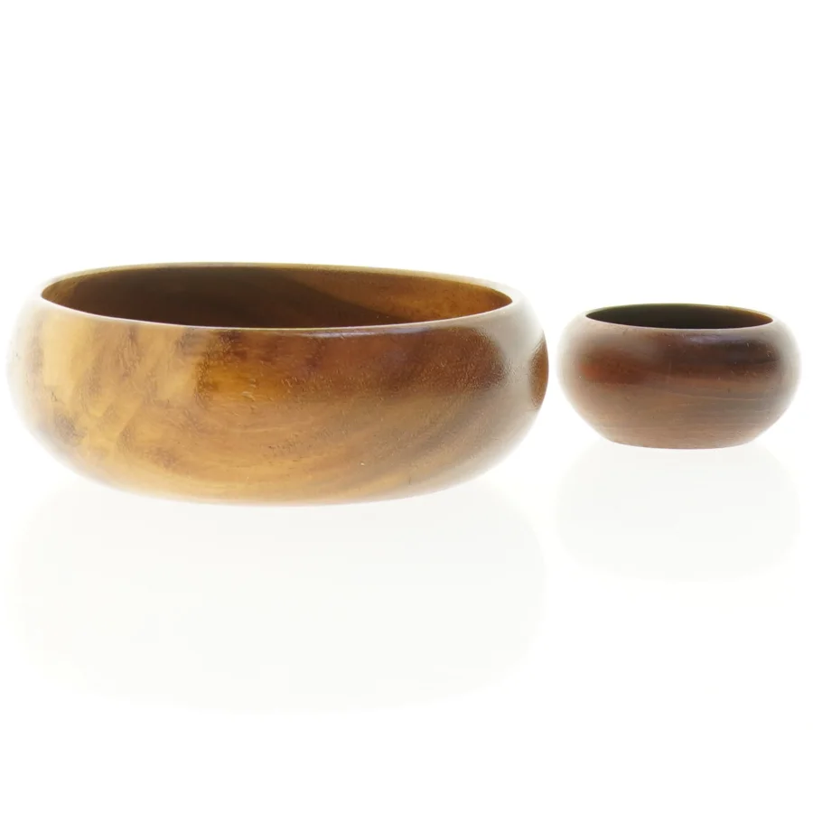 Træ skåle sæt (str. 7 x 3,5 cm og 15 x 5 cm)