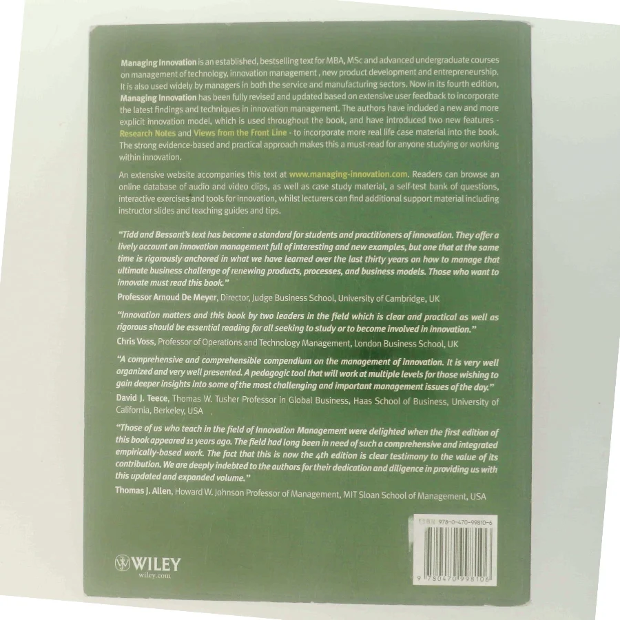Managing innovation : integrating technological, market and organizational change af Joe Tidd (Bog)