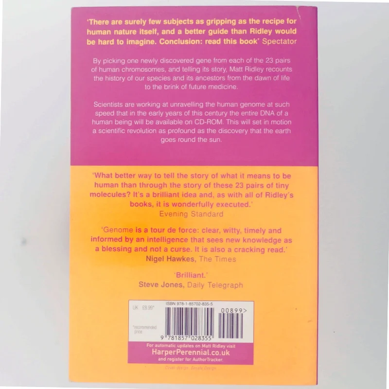 Genome : the autobiography of a species in 23 chapters af Matt Ridley (Bog)