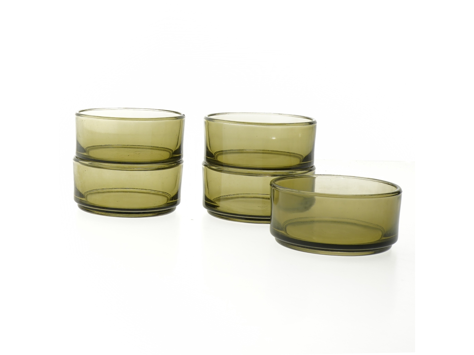1960'er Stabelbare Glas skåle sæt (str. 5 styk. ø. 10 cm)