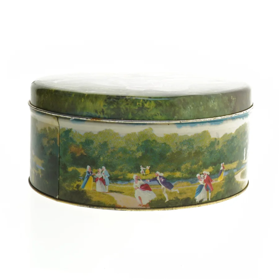 Dekorativ rund opbevaringskasse fra IRA (str. Ø 23,5 cm)