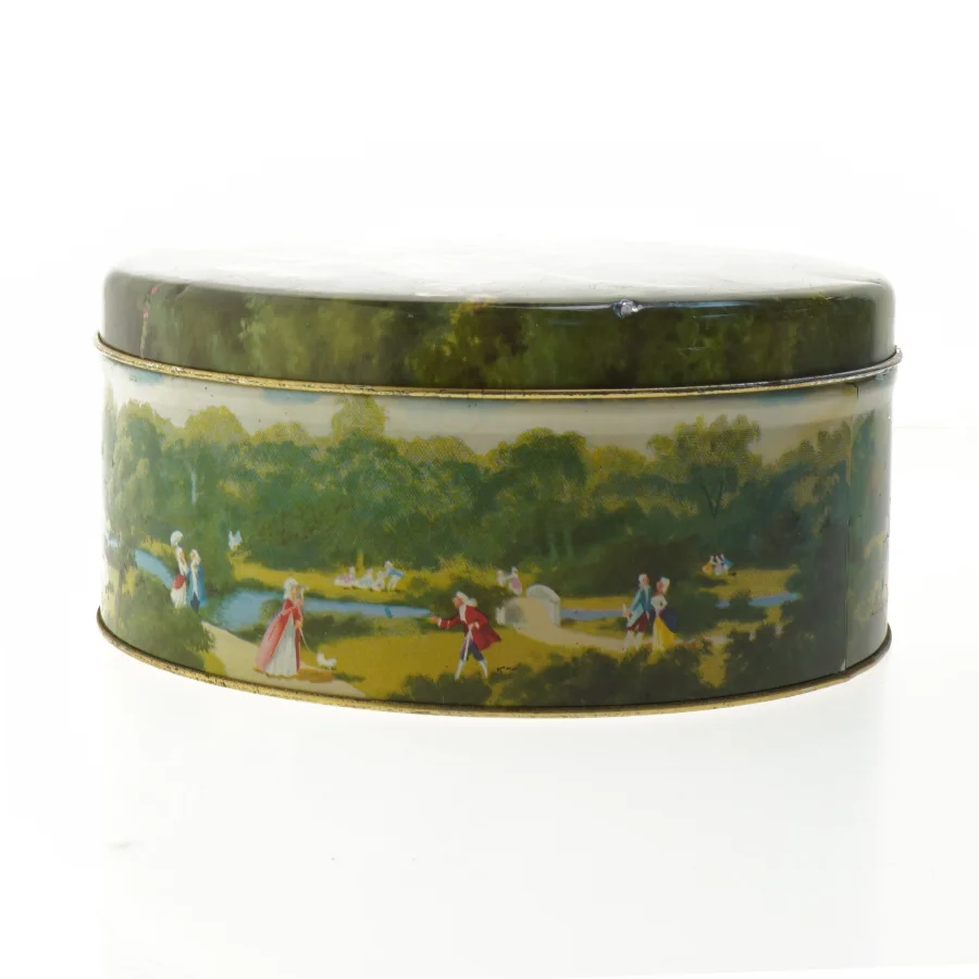 Dekorativ rund opbevaringskasse fra IRA (str. Ø 23,5 cm)