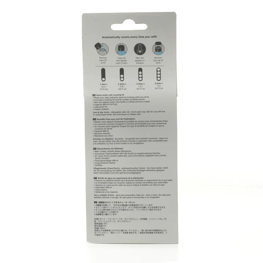 Vandflaske med tællelåg fra Joseph Joseph (str. 0,4 l)