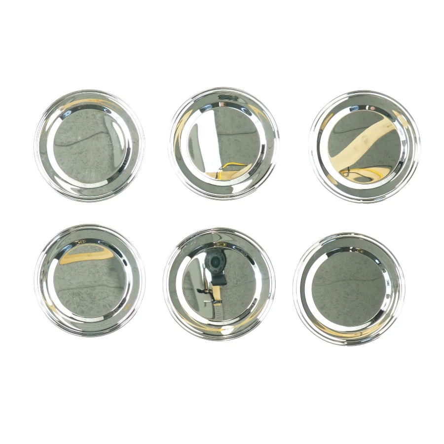 Sølv Glas brikker bordskånere i metal fra Eduscho (str. 18 x 16 x 3 cm)