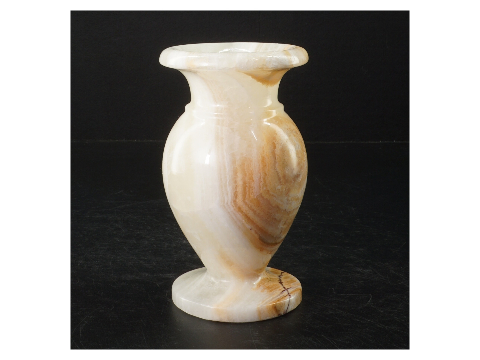 Onyx marmorkrukke (str. H. 15 cm ø. 9 cm)