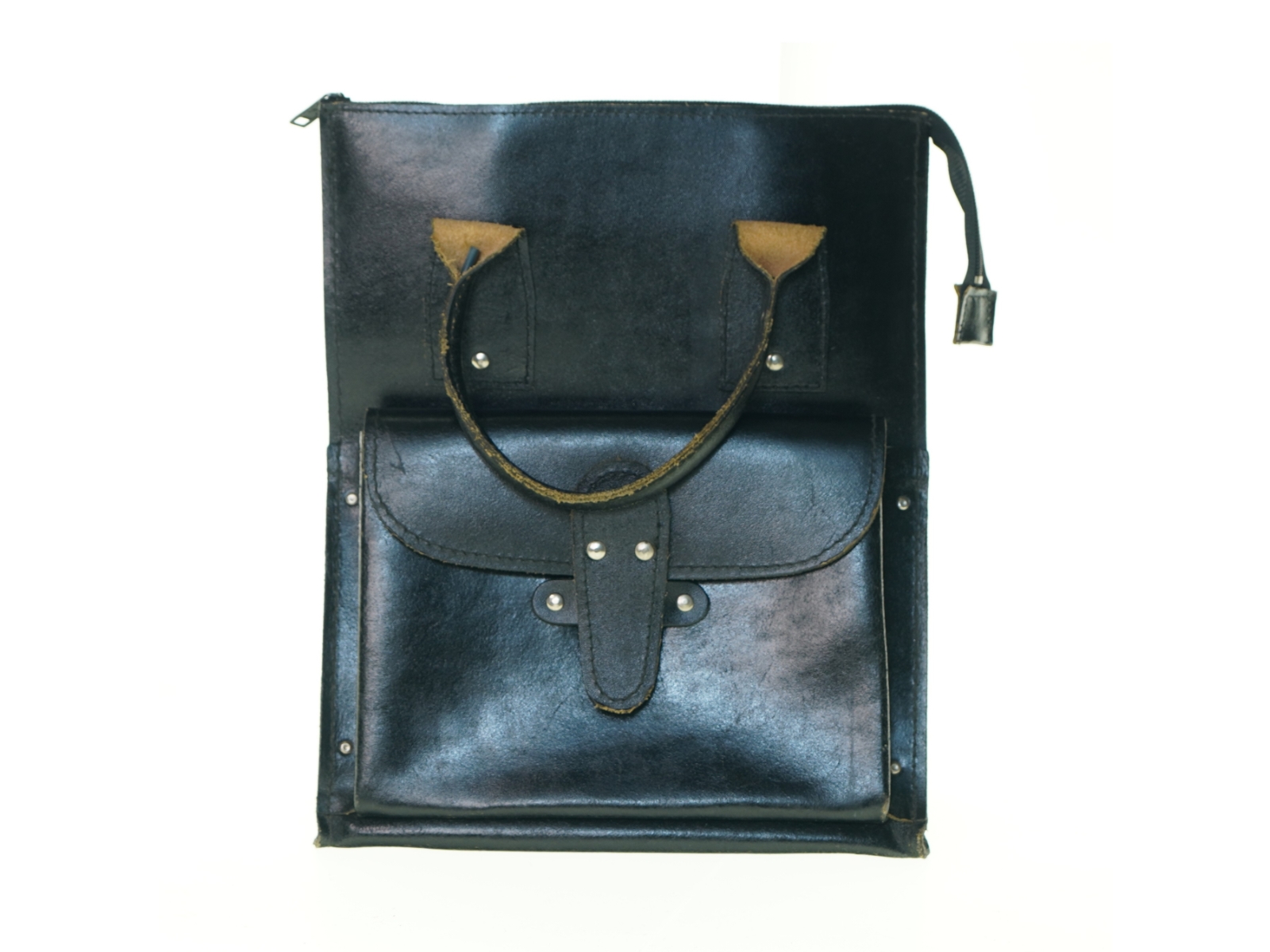 Vintage Retro Kernelæder Shopper Taske(str. 38 x 20 x 32 cm)