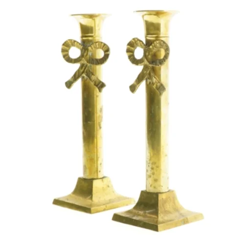 Messing Sløjfe lysestager (str. 22 x 7 cm)