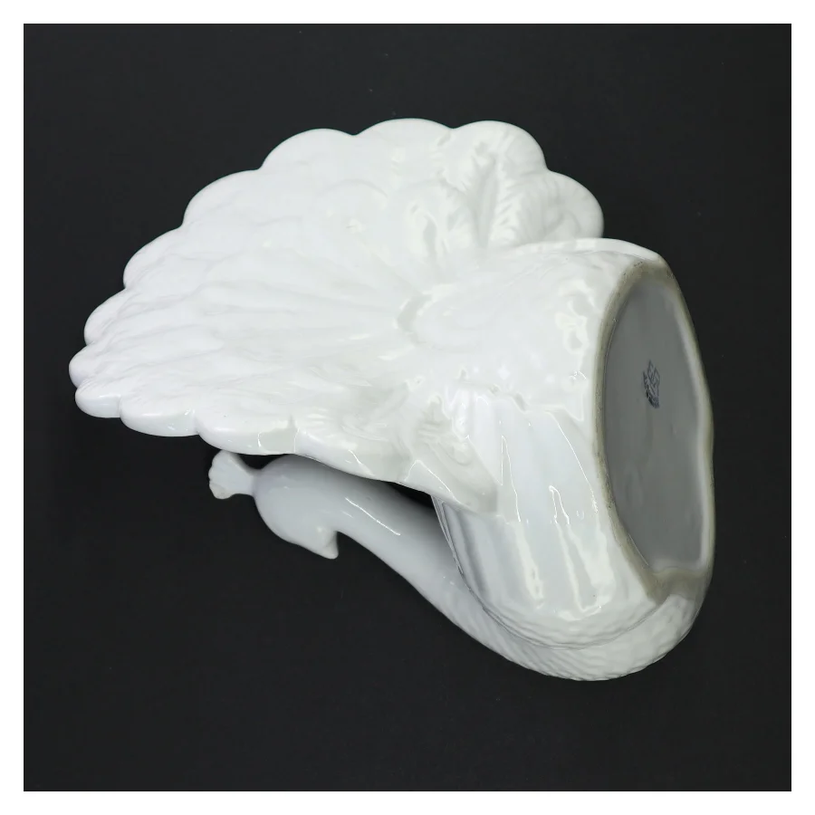 Hvid påfugl porcelænsskål Urtepotte(str. 16 x 18 x 17 cm)