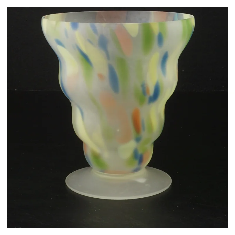 Flerfarvet frosted glasvase (str. 14 cm)