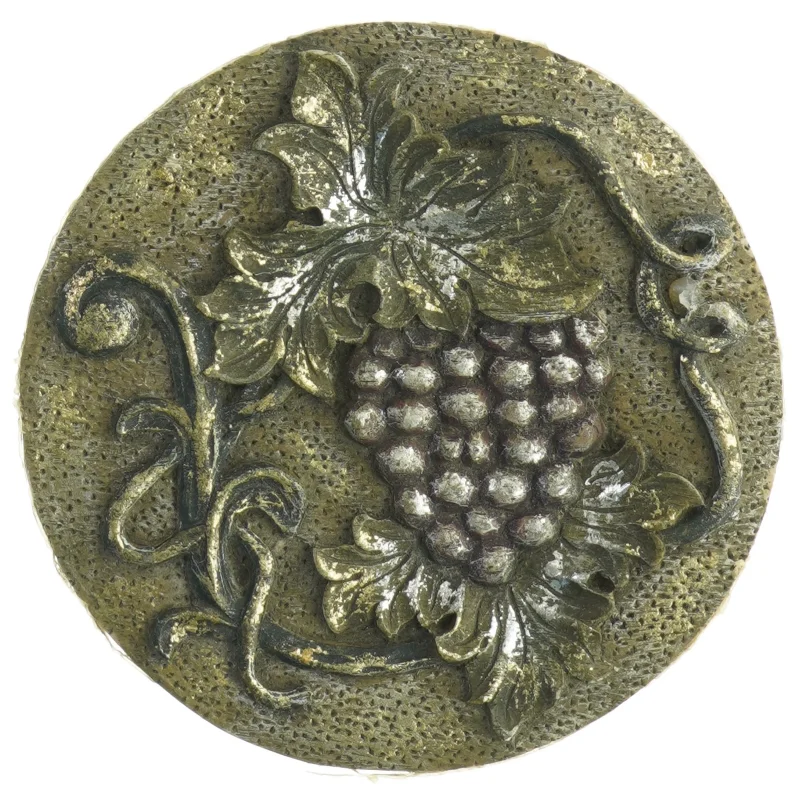 Rund æske med druemotiv på låget (str. Diameter 17 cm h 7 cm)