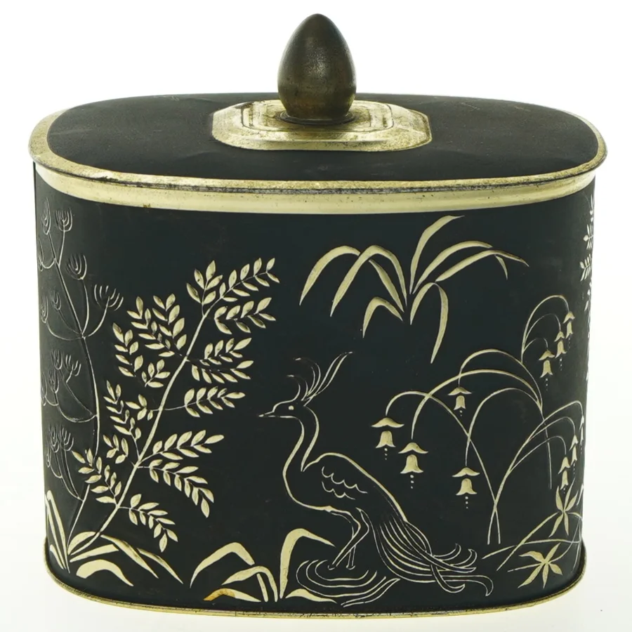 Vintage opbevaringsdåse med låg (str. 13x9,5 cm)