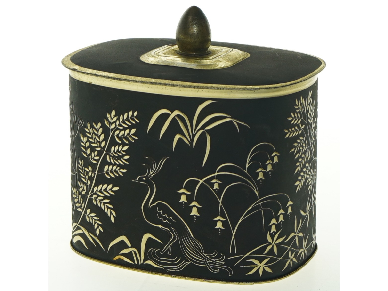 Vintage opbevaringsdåse med låg (str. 13x9,5 cm)