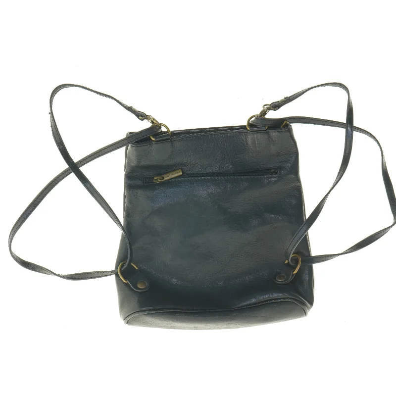 Sort læder crossover skulder taske/ rygsæk fra Duncan Brown (str. 25 x 23 cm)