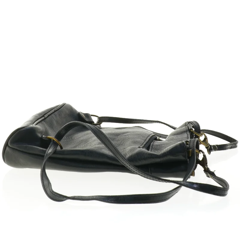 Sort læder crossover skulder taske/ rygsæk fra Duncan Brown (str. 25 x 23 cm)