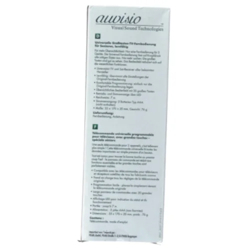 Nem og brugervenlig Universel fjernbetjening fra Auvisio (str. 18 x 7 cm)