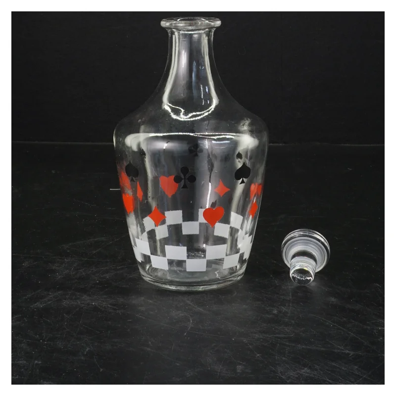 Kortspil dekoreret karafel (str. 16x8 cm)