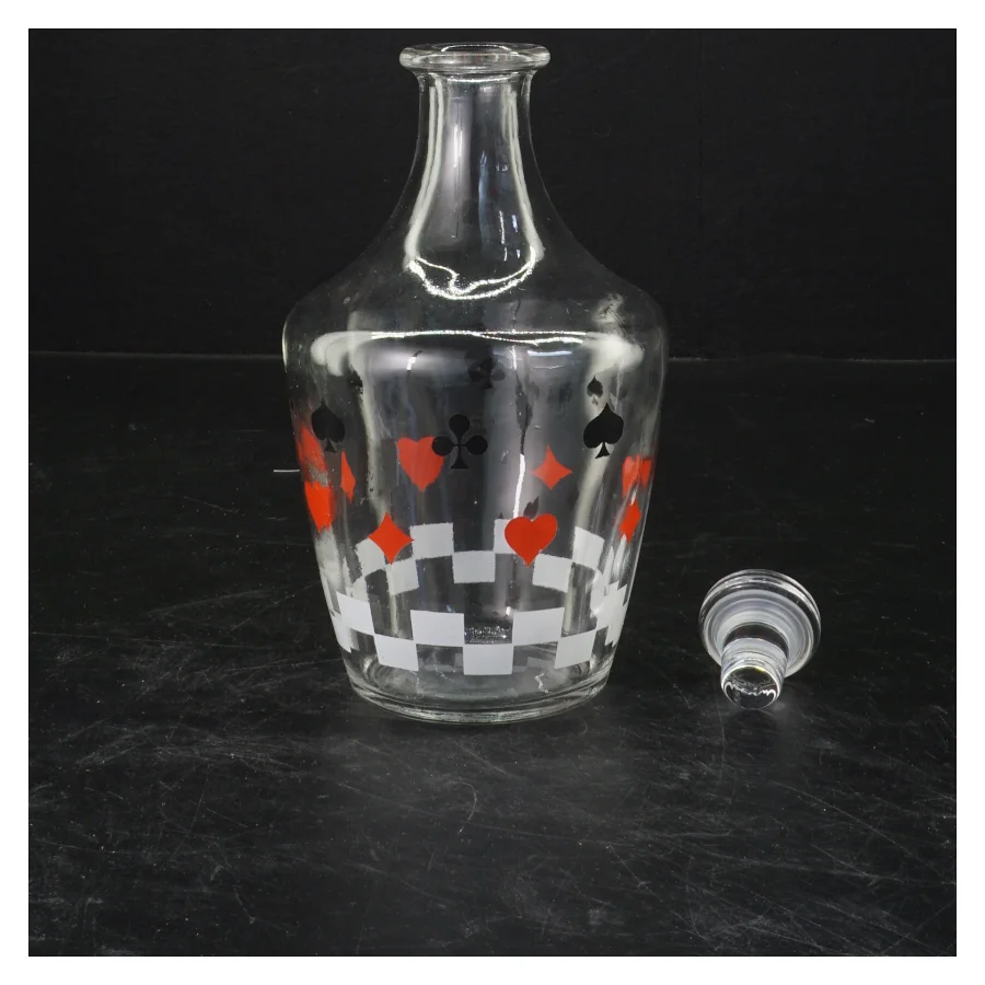 Kortspil dekoreret karafel (str. 16x8 cm)