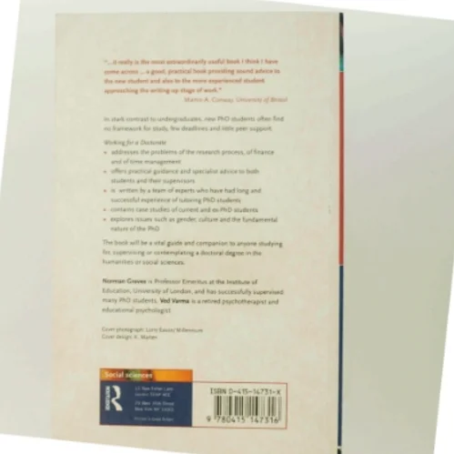 Working for a doctorate : a guide for the humanities and social sciences (Bog)