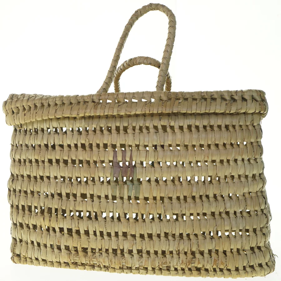 Flettet kurvetaske med håndtag (str. 40x25x30 cm)