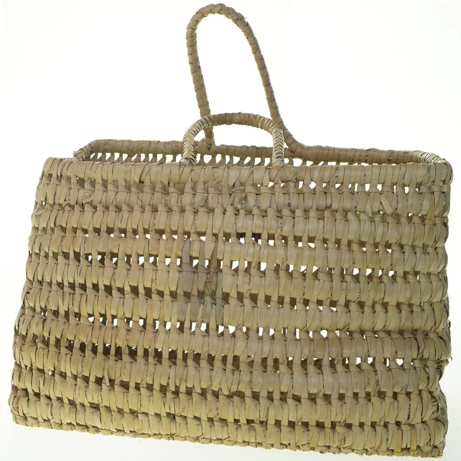 Flettet kurvetaske med håndtag (str. 40x25x30 cm)