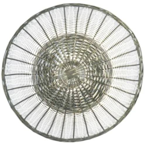 Sølv Fil de Fer Flettet Metal Kurv (str. Diameter 23 cm h 7 cm)