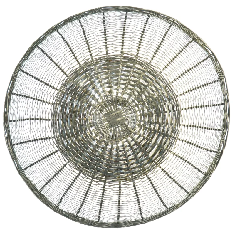 Sølv Fil de Fer Flettet Metal Kurv (str. Diameter 23 cm h 7 cm)